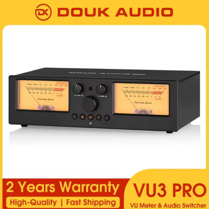 Douk Audio VU3PRO Amplifier/Speaker Selector with VU Meter 2-IN-2-OUT Switcher Box