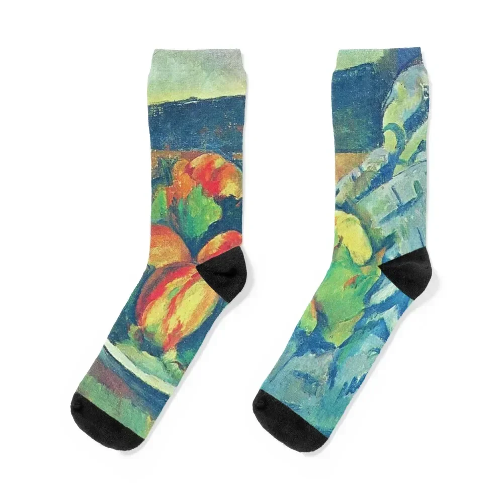 Dish of peaches paul cezanne artwork draw Socks warm winter anti-slip Socks Male Women's