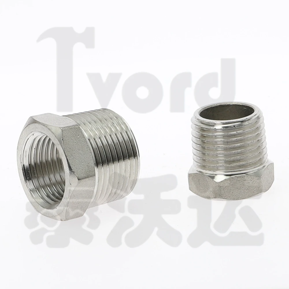 توحيد القلب المخفض جلبة 1/8 "1/4" 3/8 "1/2" BSP ذكر/أنثى الموضوع SS304 تجهيزات أنابيب الفولاذ المقاوم للصدأ لزيت الغاز المائي