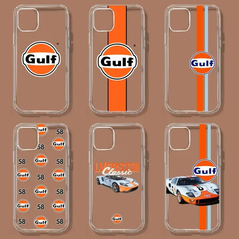 Ford Gulf Racing Car Phone Case For iPhone 11 12 Mini 13 14 15 Pro XS Max X 8 7 6s Plus 5 SE XR Transparent Shell