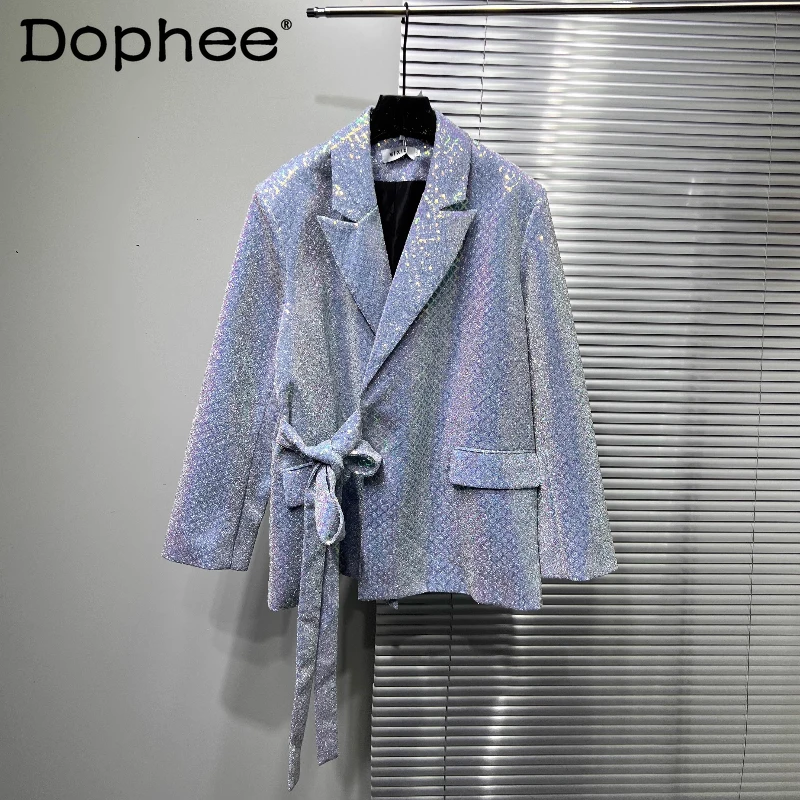 

Trendy Personality Sequin Blazers Men 2025 Autumn New High-End High Street Tailored Coats Fashion Elegant Handsome Suit Jackets