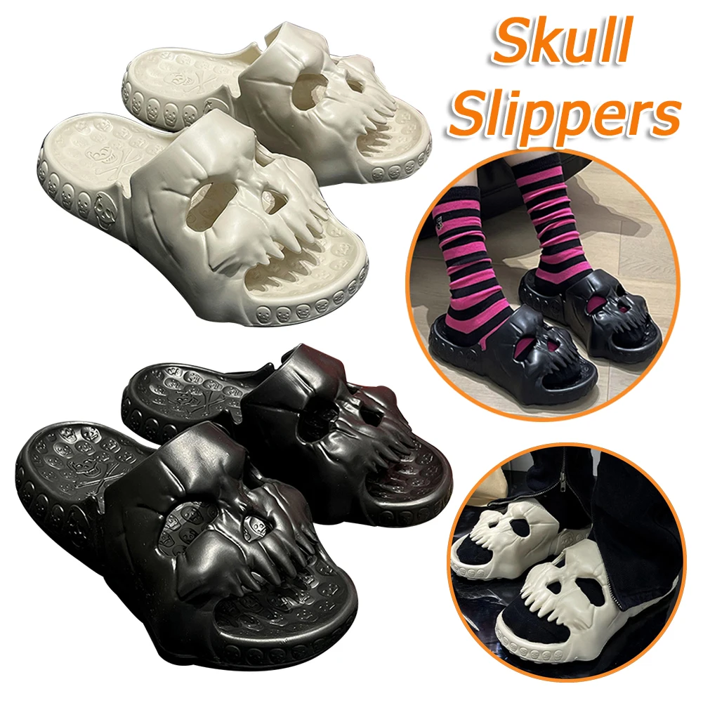 Skull Design Slippers For Men 2023 Summer Outdoor Non-slip Shoes Platform Beach Women Sandal Sandals for Home Bathroom