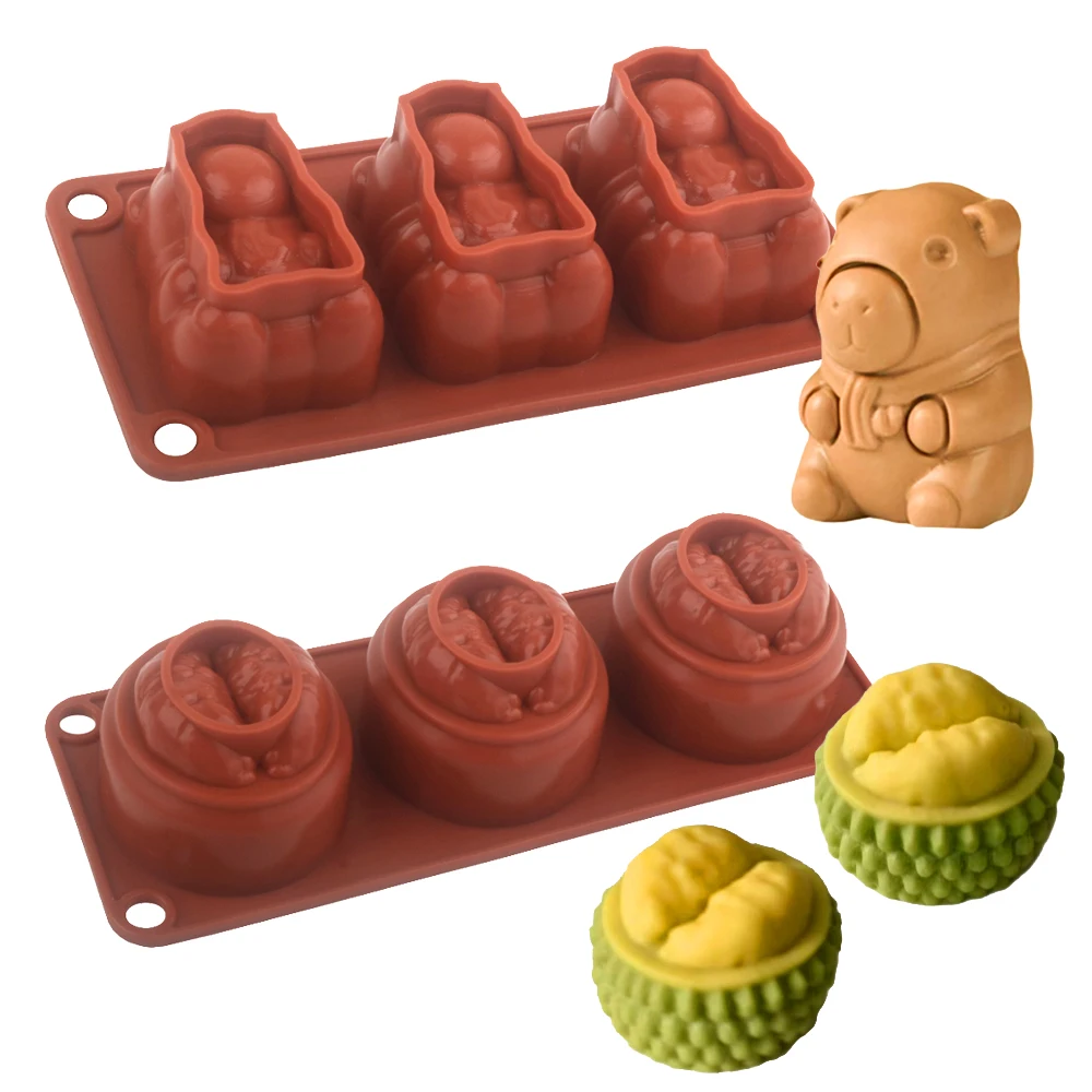 Tier Capybara oder Obst Durian geformte Silikon-Kuchenform Mousse Kuchenformen Dessert Schokolade Backwerkzeuge Küchenbedarf
