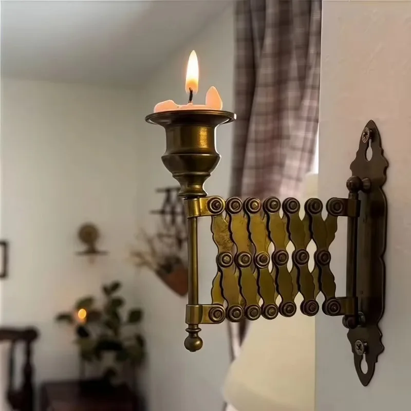 Portavelas cónico extensible, candelabro  piano antiguo montado en la pared para decoración  sala  estar, dormitorio y chi