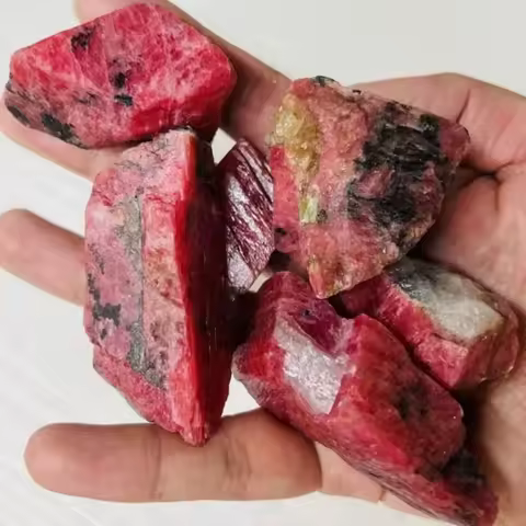 Natural Crystal Rhodonite Stone Pink With Black Healing Mineral Specimen for Meditation Crystal Gemstone Quartz Room Decor
