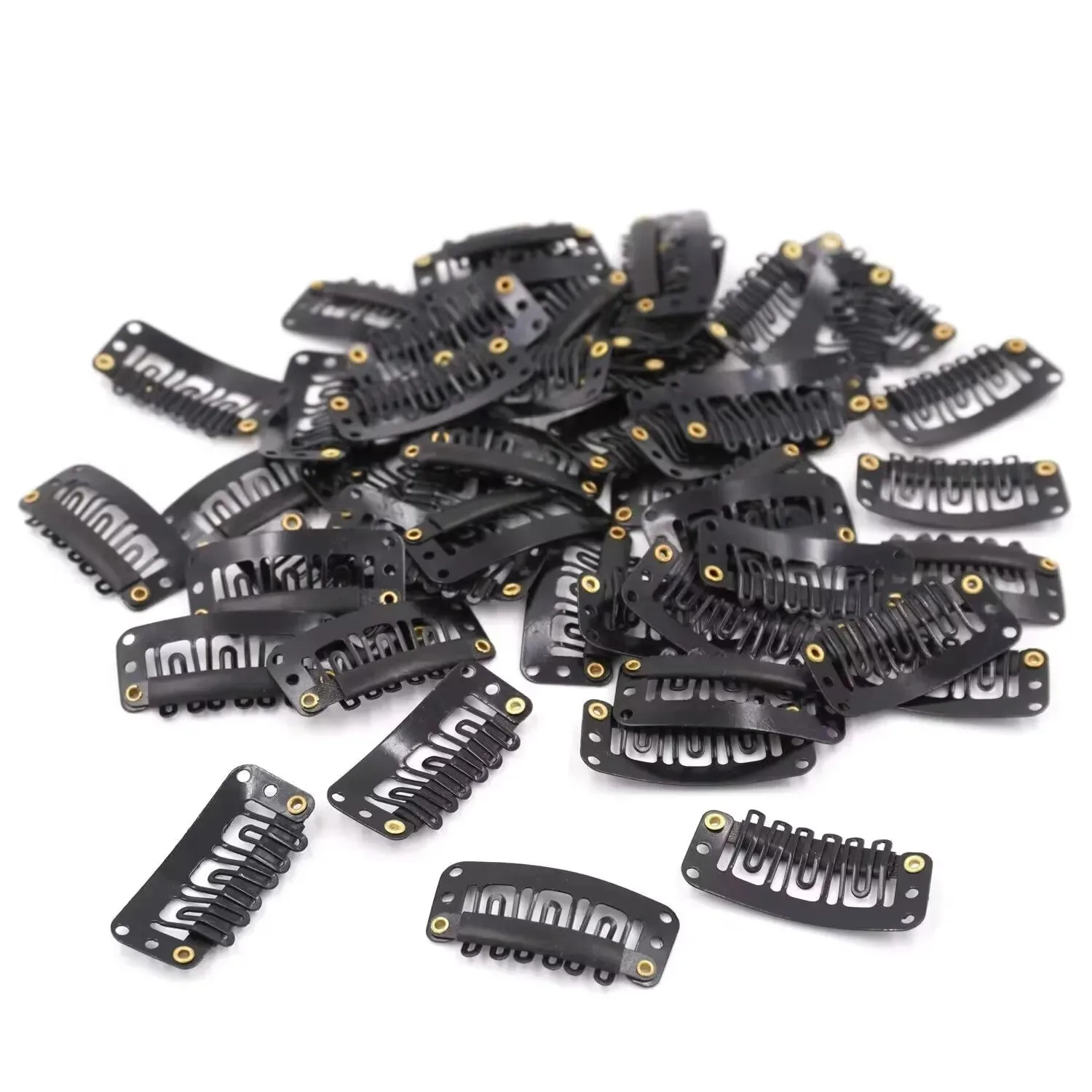 50Pcs Snap Wig Clips 6-Teeth U-shape Hair Extension Clips to Secure Wig With Silicon Rubber Wig Clips