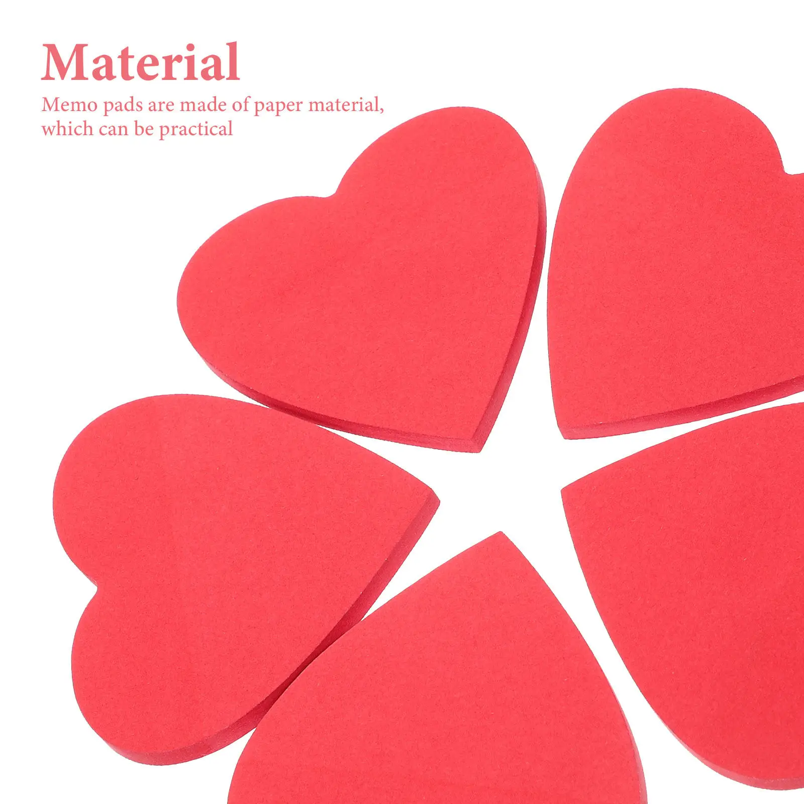 5 Books Red Heart Portable Memo Self Adhesive Note Pads for School Office Home Daily Reminder Notes
