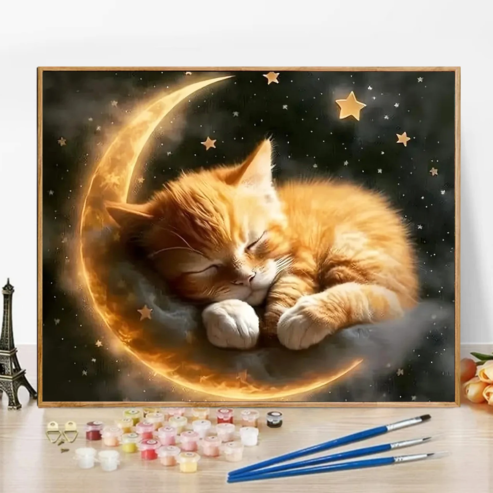 

Paint by Numbers - 40x50cm, Cat Painting Kits for Beginners on Colored Canvas, Easy DIY Art for Home Decor Gift (No Frame)