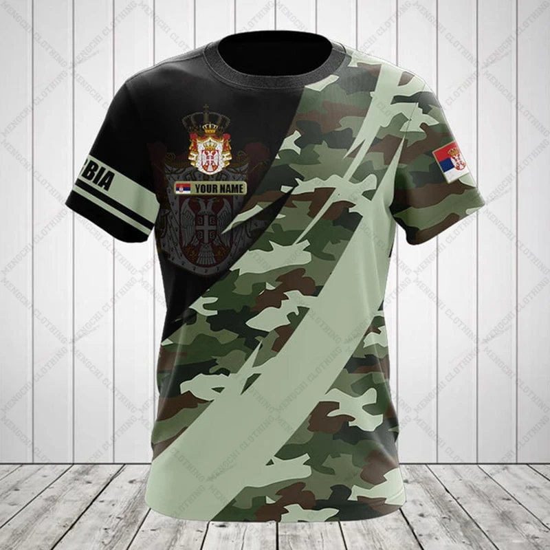 Serbia Flag Camo Customize Graphic T-shirts Summer Unisex Oversized Tees Casual Short Sleeve Tops Adults and Kids Sportswear