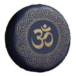 Gold Om Mandala Spare Tire Cover Bag Pouch for Jeep Pajero Buddhism Aum Yoga Meditation Car Wheel Covers 14