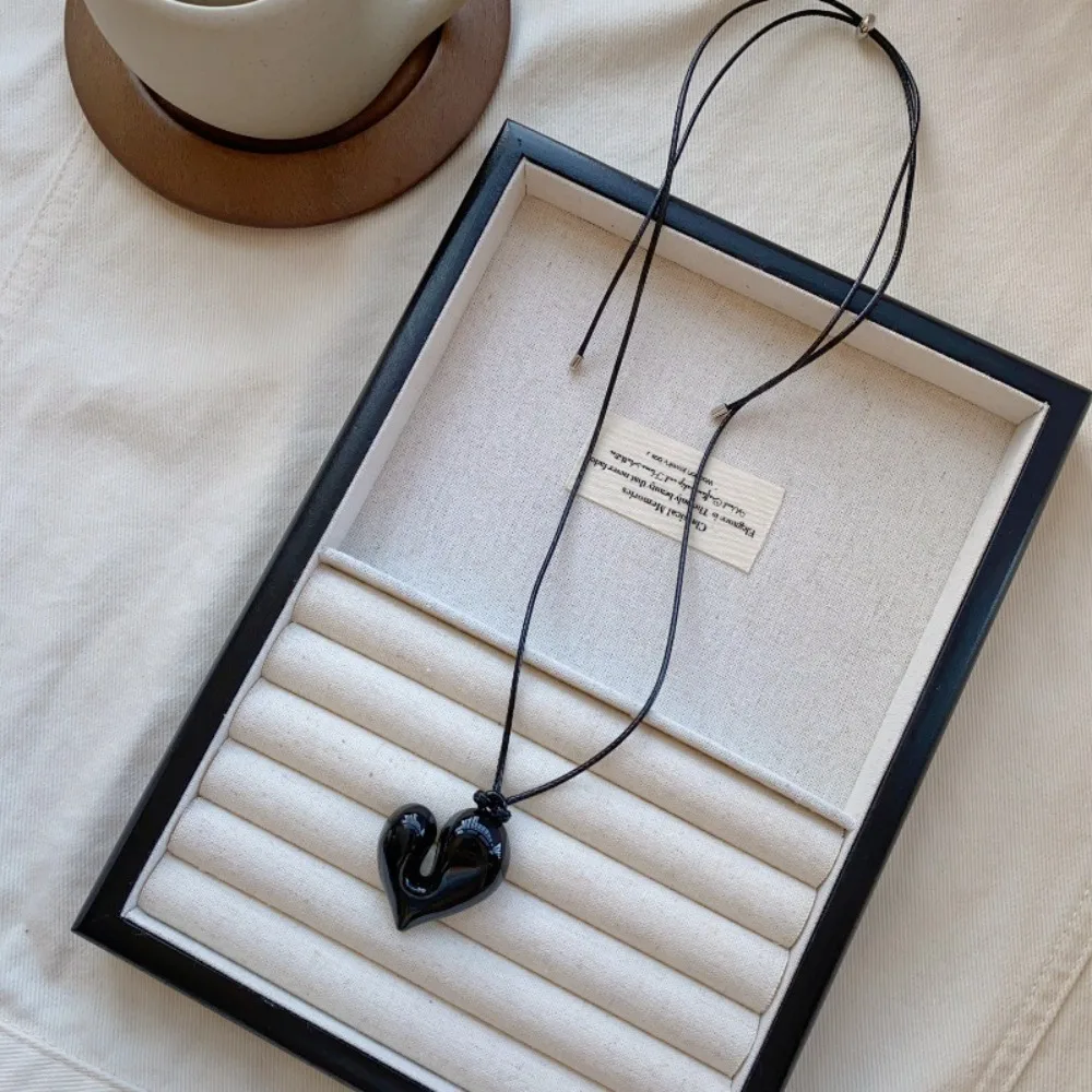 Adjustable Romantic Heart Pendant Necklace Drawstring Irregular Fashion Choker Vintage Aesthetic Sweater Chain Accessory