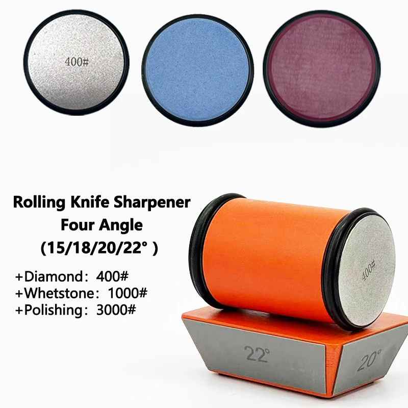 New Wooden Rolling Knife Sharpener Kit【Two Choices - 4 Angle】With Diamonds Whetstone Chef Knife