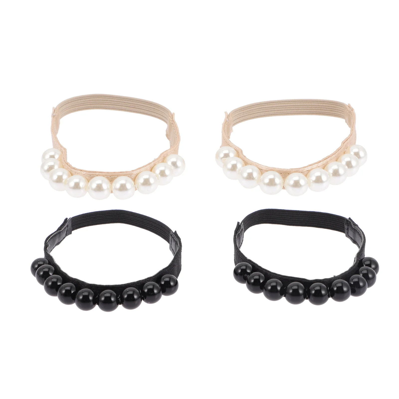 2 Pairs Women Elastic Pearl Ankle Straps Anti-Drop Shoe Straps for High Heels Pearl Shoelace Detachable Ankle Straps