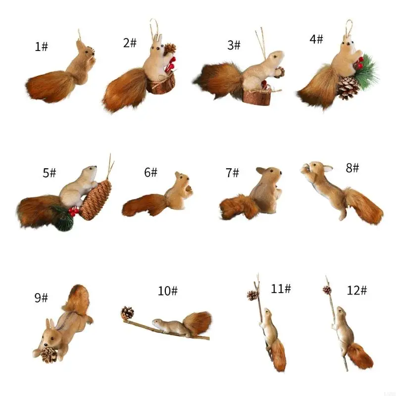 실내 및 야외 크리스마스 파티를위한 현실적인 다람쥐 교수형 장식 l5be