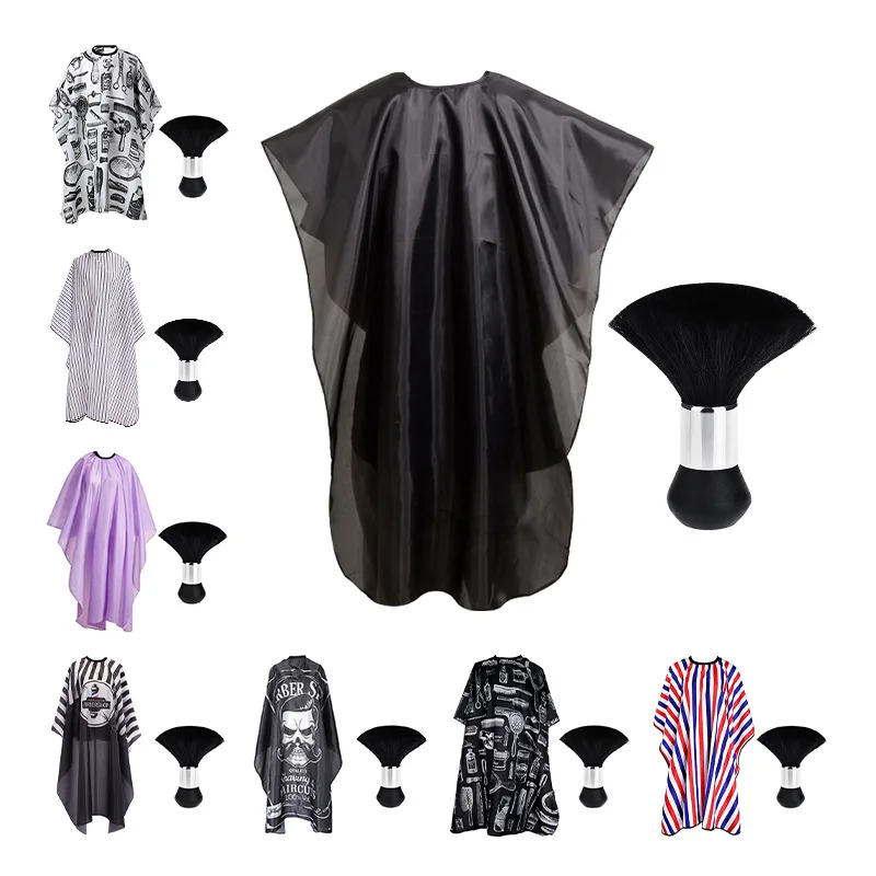 المهنية قطع الشعر الرأس مع الرقبة منفضة فرشاة صالون الحلاق كيب قطع الشعر اكسسوارات طباعة الحلاق كيب مجموعة