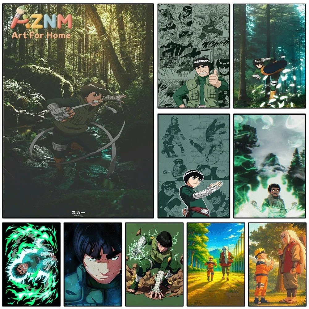 Anime Naruto Canvas Wall Art Print Poster Might Guy Rock Lee Manga Character Picture Modern Home Bedroom Living Room Aesthetic