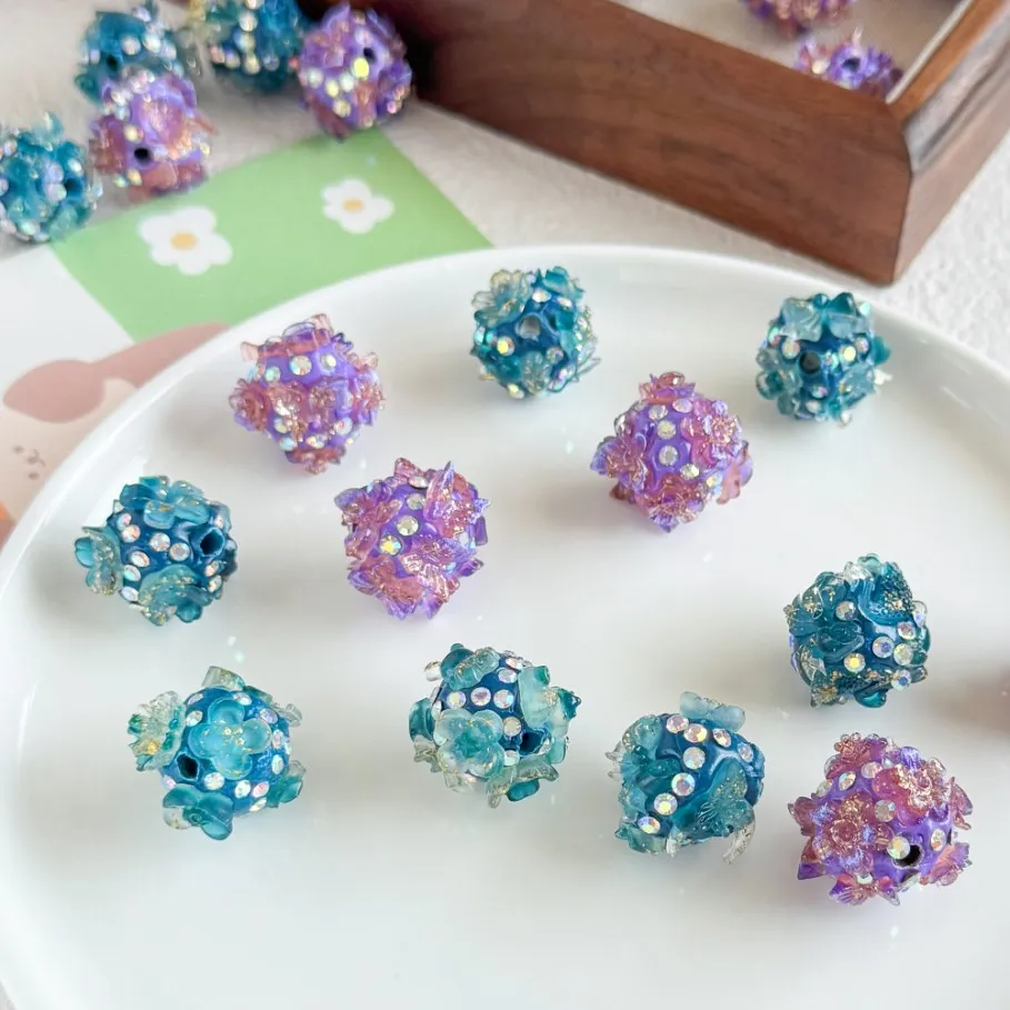 

Clearance 40Pcs 20*20MM DIY Beads/Hand Made/Rhinestone Effect/Flower Shape/Polymer Clay Bead/Jewelry Findings & Components