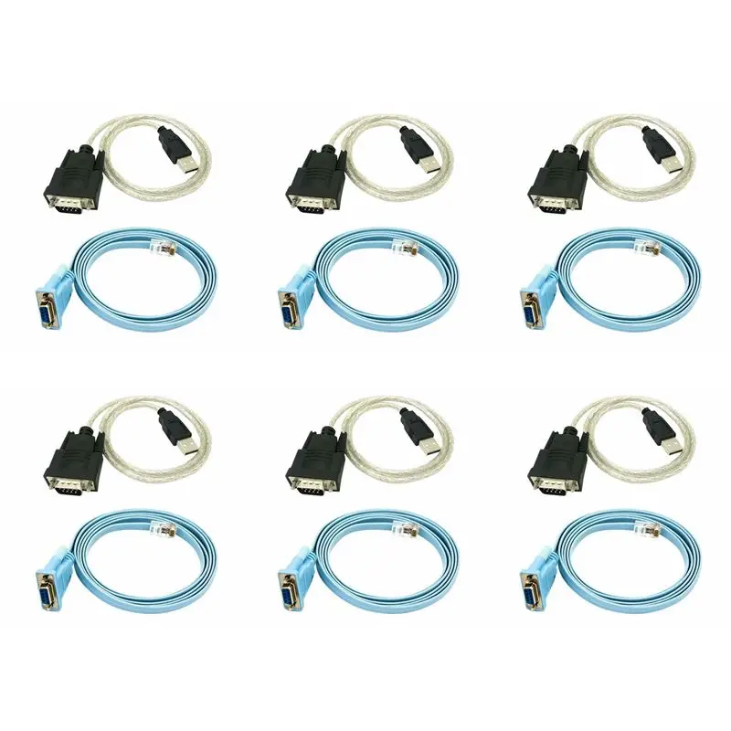 

Кабель сетевой 6X RJ45, последовательный кабель RJ45-DB9 и RS232-USB (2-в-1), адаптер Ethernet CAT5, консольный кабель LAN