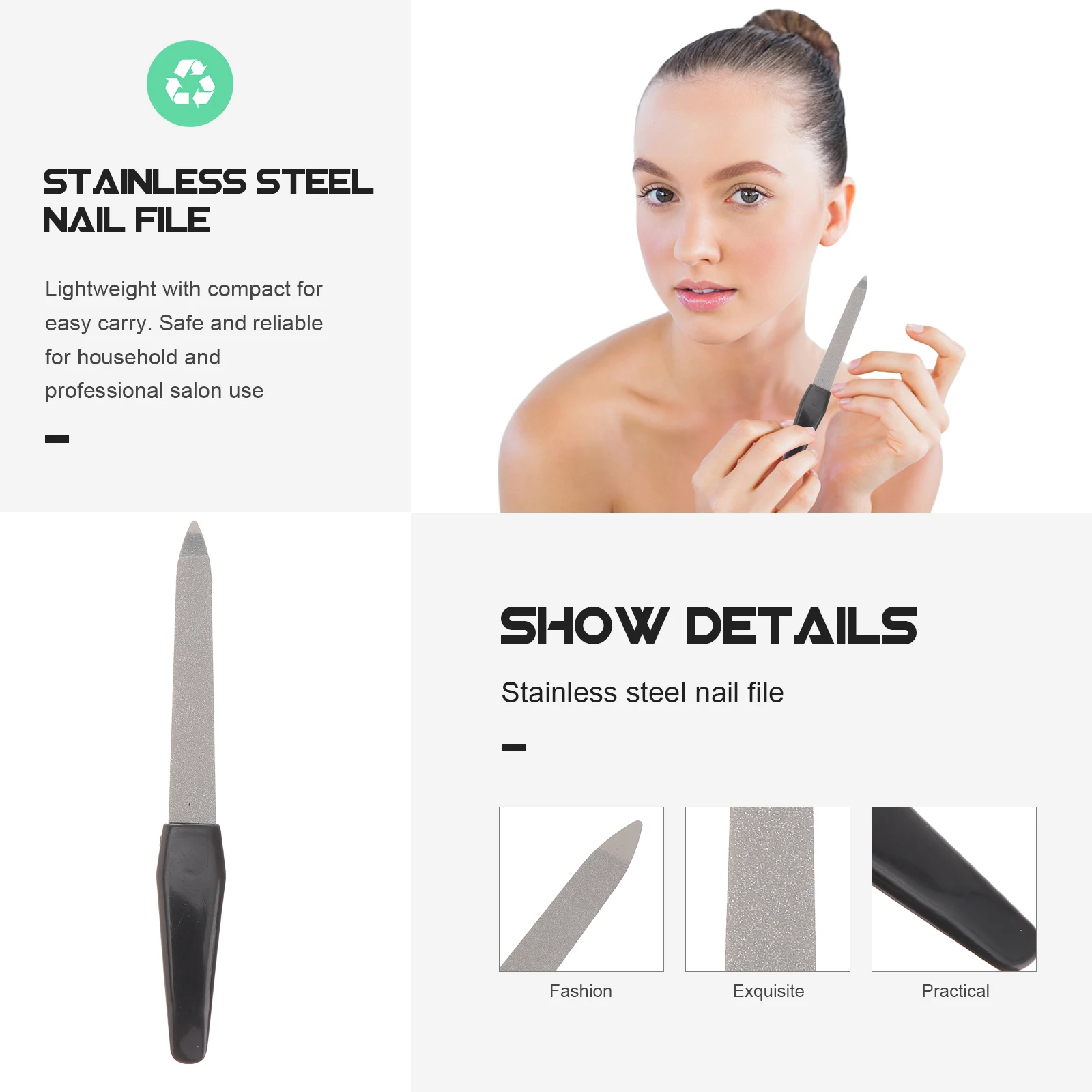 

Plastic Handle Nail File Smoother Buffer Metal Stainless Steel Manicure Tools Long Lasting Durable Professional Pedicure Nail