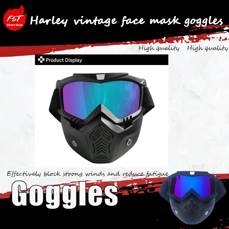 For Harley Vintage Face Mask Goggles for Off-Road Motorcycle Racing Protective Eyewear for Outdoor Cycling