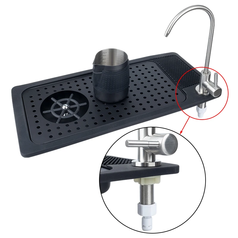 Countertop Hidden Kitchen Sink Coffee Milk Tea Cup Washer Manual Stainless Steel Glass Rinser Metal Pitcher Rinser with Faucet