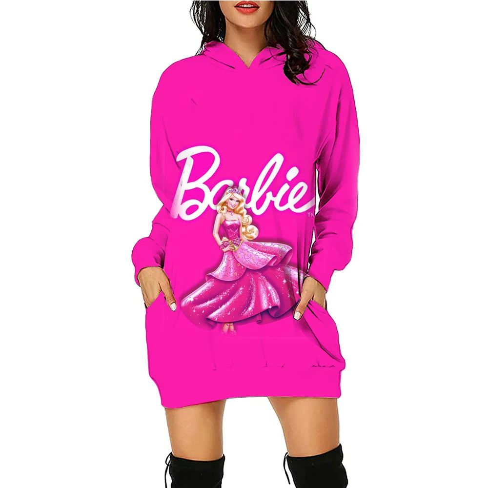 Women's fashionable hooded sweatshirt dress Barbie doll autumn and winter long sleeved hooded sweatshirt dress slim fit pullover