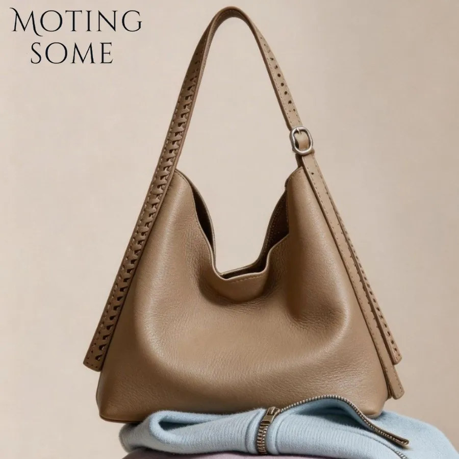 

MOTINGSOME Minimalism Style Genuine Leather Bags Woman Casual Tote Large Capacity Soft Cowhide Shoulder Large Handbag 2026 New
