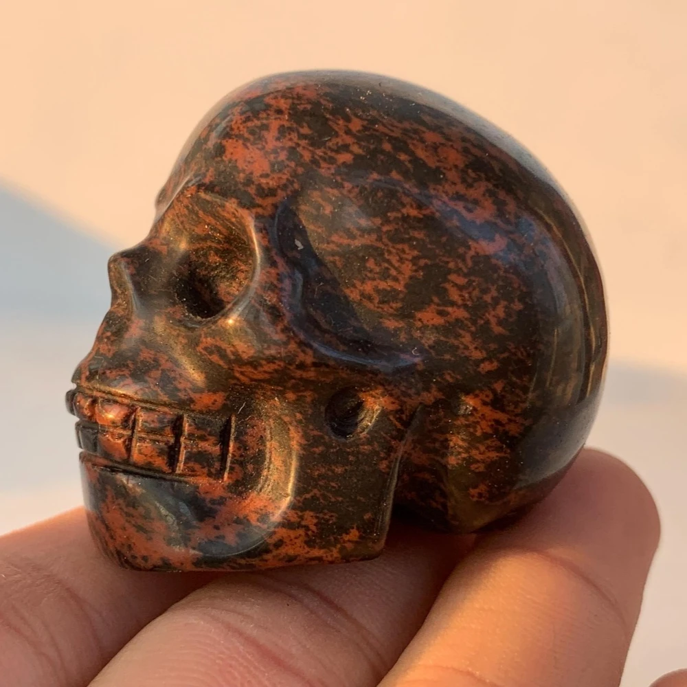 1pc Red Obsidian Carved Skull, Perfect for Halloween & Easter, Mysterious Home Decoration, Mini Carving Skulls for Gift view 5