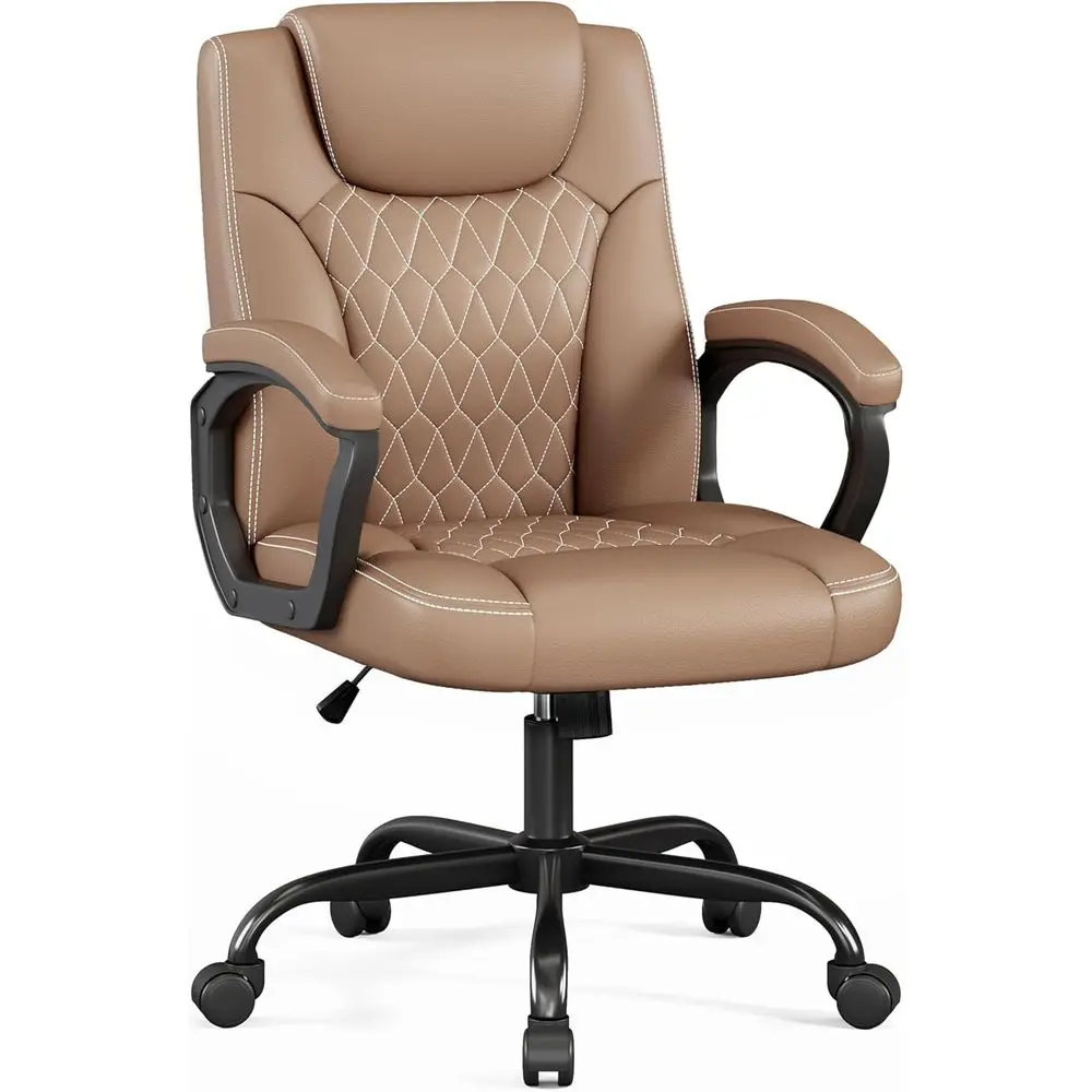 

Oice Chair, Executive Desk Chair, PU Leather Comortable Ergonomic Chairs with ixed Armrest, Adjustable Height, Rocking unction