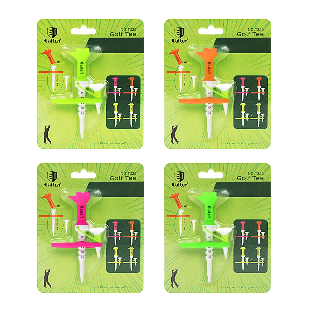 Caiton 1/4 szt. Magnetyczne Regulowane Tee Golfowe z Podziałką Wysokości, Tee dla Matki i Dziecka, Niskie Tarcie, Przewodnikowe Tee do Treningu na Polu Golfowym, Zestaw 4 Kolorów