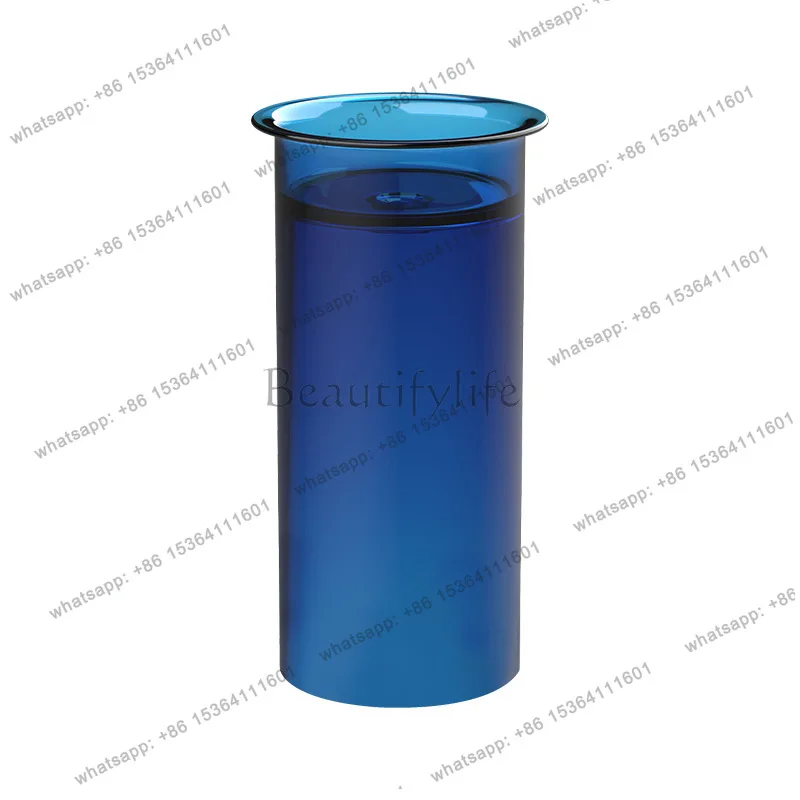 

Integrated blue round hand wash face column basin outdoor balcony resin color column basin