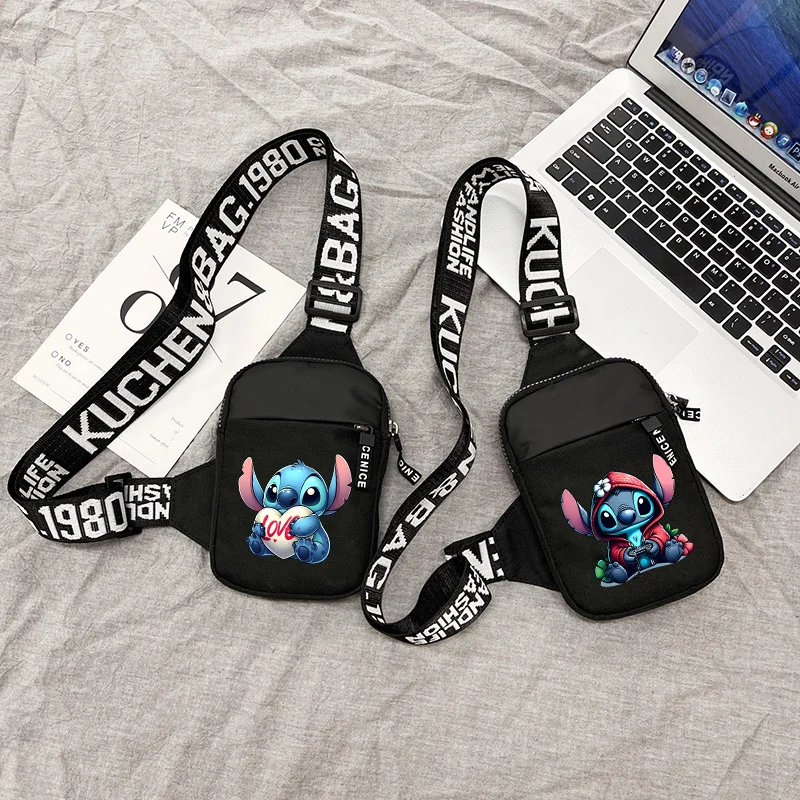 

Stitch Shoulder Bag Women Men Trend Crossbody Packet Sports Casual Portable Mini Phone Bags Cartoon Anime Figure Printed Gift
