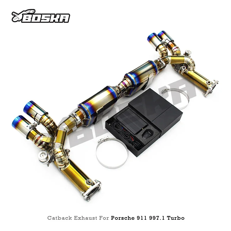 Titanium Electronically Controlled Exhaust System with Remote, Compatible with Porsche 911 997.1 Turbo 3.6T 2004-2007