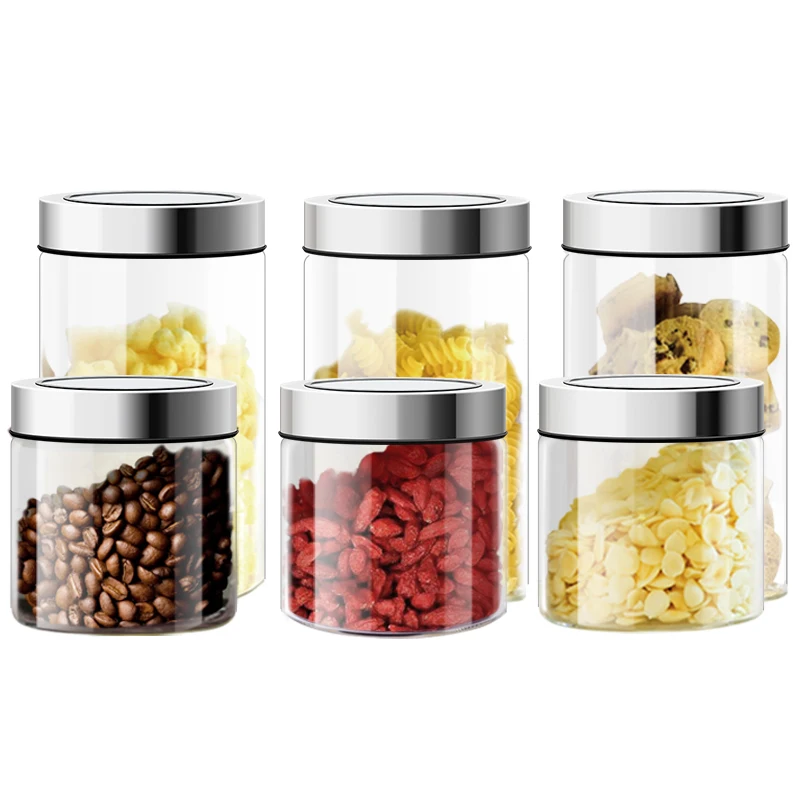 Creative Transparent Glass Food Storage Jar Bottle Moistureproof Sealed Can Coffee Tea Jar Kitchen Storage Container Home Decor