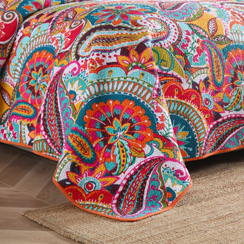 Imagem -03 - Colcha de Algodão Colcha Patchwork Acolchoado Duvet Blanket Cobertor Americano Cubrecam Bed Cover Moda Bedding Grupo Pcs