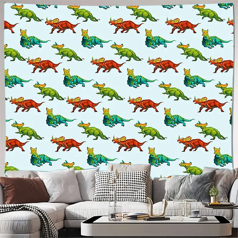 

Гобелен с динозавром без рамы, лесные животные, настенный винтажный фон с природой, декор комнаты, деревья джунглей, папоротники, эстетическая спальня D