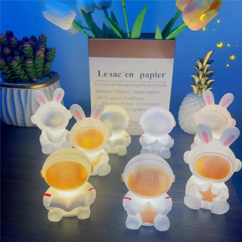 Cartoon Night Light Soft To The Touch Unique Design Rabbit Lamp Dimming Warm And Cold Colors Exquisite Portable Night Light Soft