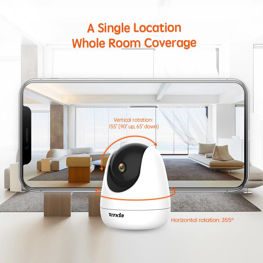 Tenda CP7 IP Camera WiFi 4MP Smart Home Indoor Wireless Surveillance Camera Automatic Tracking Home Security Baby Pet Monitor