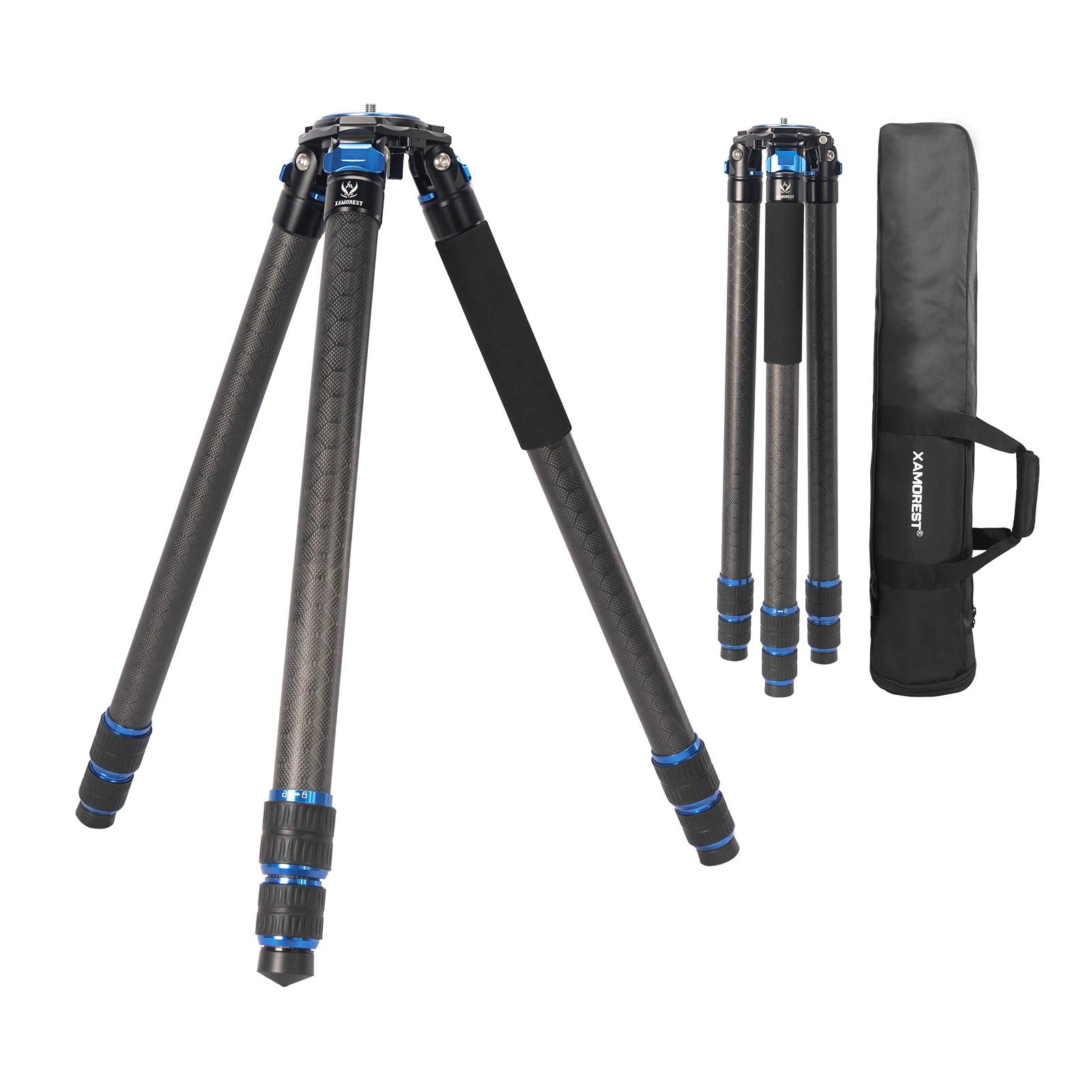 XAMOREST CF404-BL Carbon Fiber Hunting Tripod, 40 mm Tube Diameter, 4-Section Legs (Cornflower Blue)