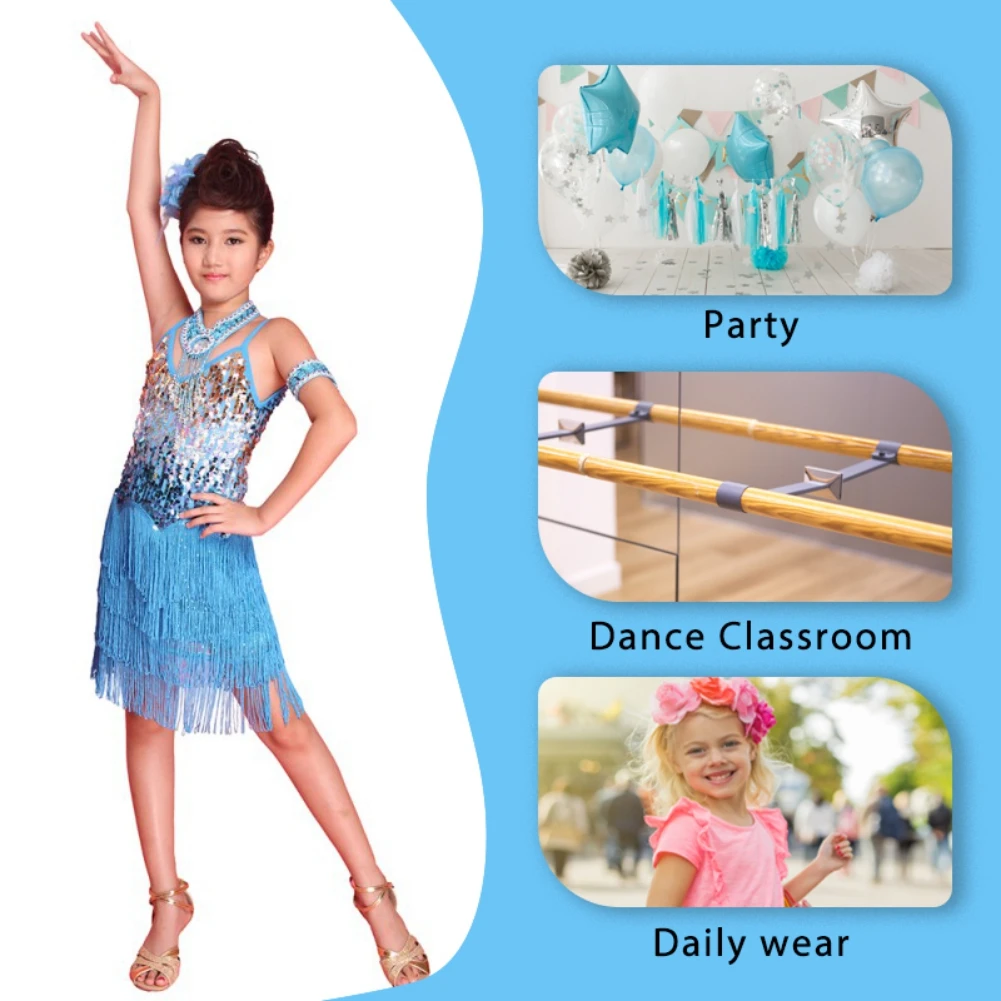 New Girls Dance Outfits Dancewear Tassel Dancing Dress Cha Cha Dress Latin Salsa Costumes Carnival Wear Kids Tango Skirt