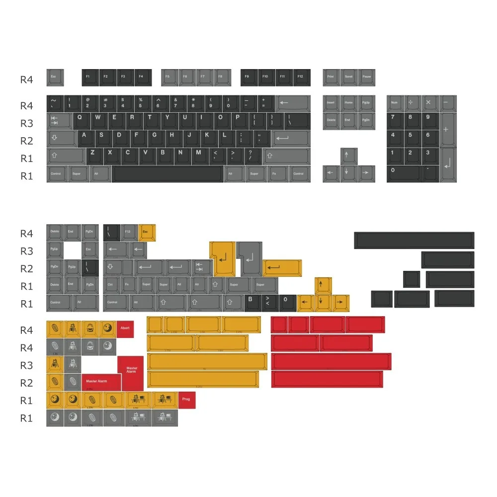 Imagem -06 - Gmk Tema Lunar Keycap Conjunto Completo Pbt Custom Vintage Tampão de Teclado Cinza Perfil Cereja Acessórios de Teclado Mecânico