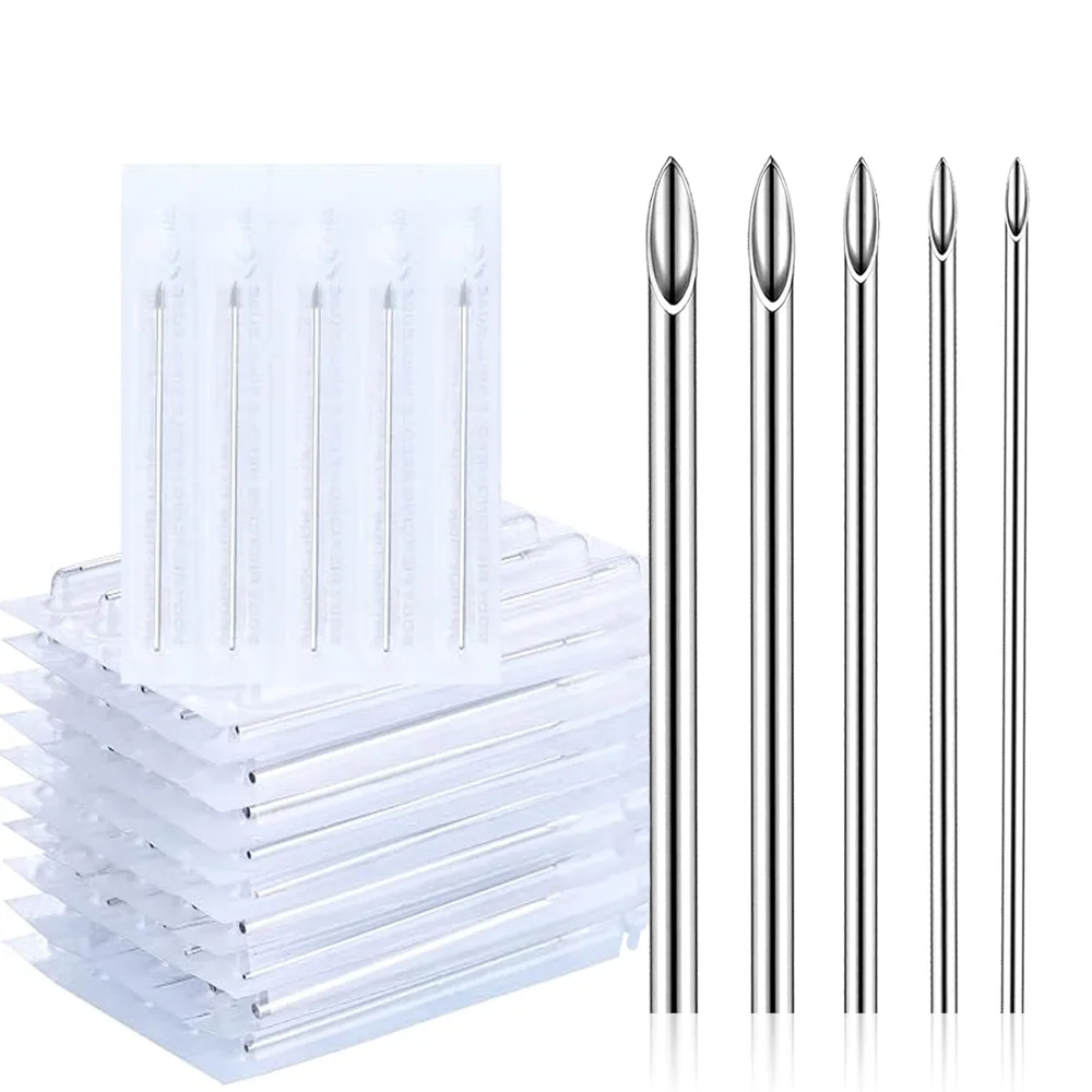 5pcs Body Piercing Needle 12G 14G 16G 18G 20G Surgical Steel Sterile Disposable Ear Nose Navel Lip Piercing Needles Supplies