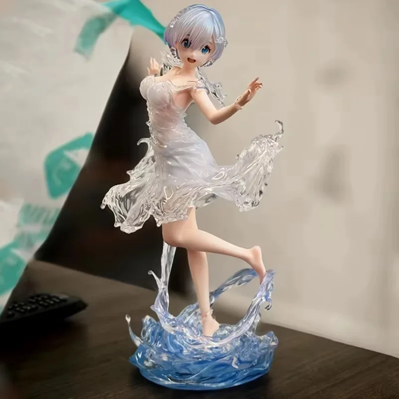 Anime Action Figure Modello da tavolo Un mondo diverso Kit di costruzione antigraffio Giocattolo da collezione quadratico con ornamenti Rem Water Dress