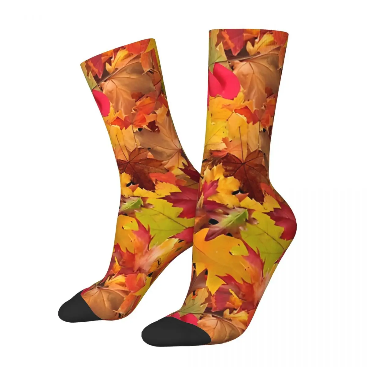 Autumn Winter Harajuku Unisex Autumn Leaves Fall Forest Floor Socks Breathable Crew Socks