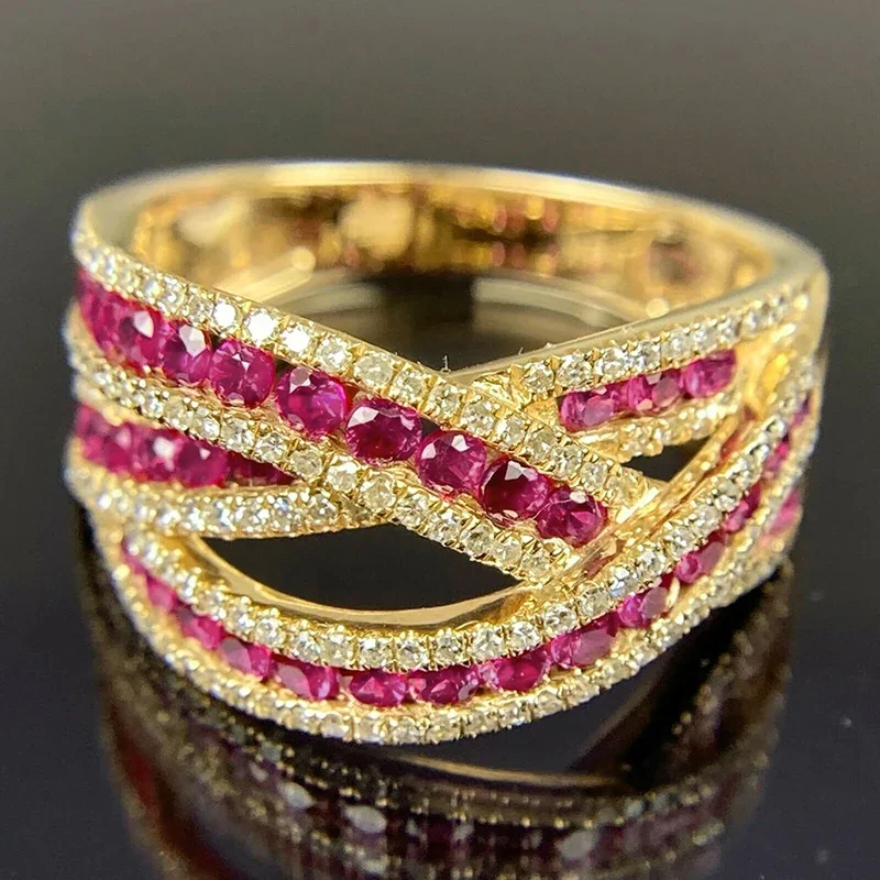 Huitan Luxury Brilliant Cross Design Rings Female Delicate Sparkling Cubic Zirconia Accessories Noble Chic Active Party Jewelry