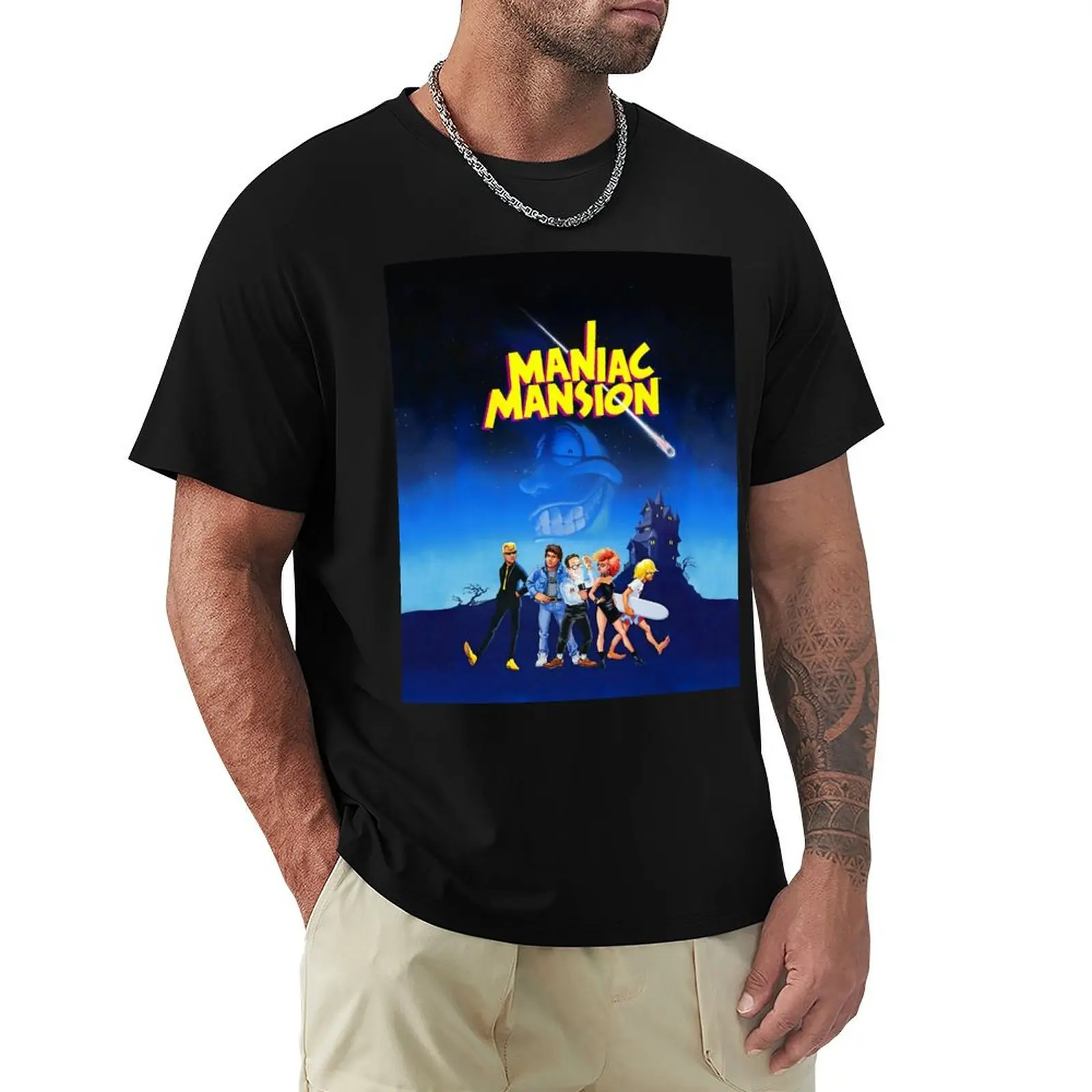 Day of the Tentacle - Maniac Mansion (High Contrast) T-Shirt Casual Pattern Print Tee Shirt