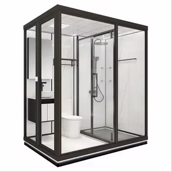 Ducha de instalación rápida con inodoro, unidad Modular prefabricada, todo en uno, calentador de baño integrado de techo