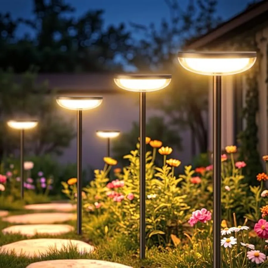 Solar Pathway Lights Outdoor, 6 Pack Tall Solar Garden Lights Outdoor Waterproof for Yard Flower Bed Patio Path Walkway Drivewa