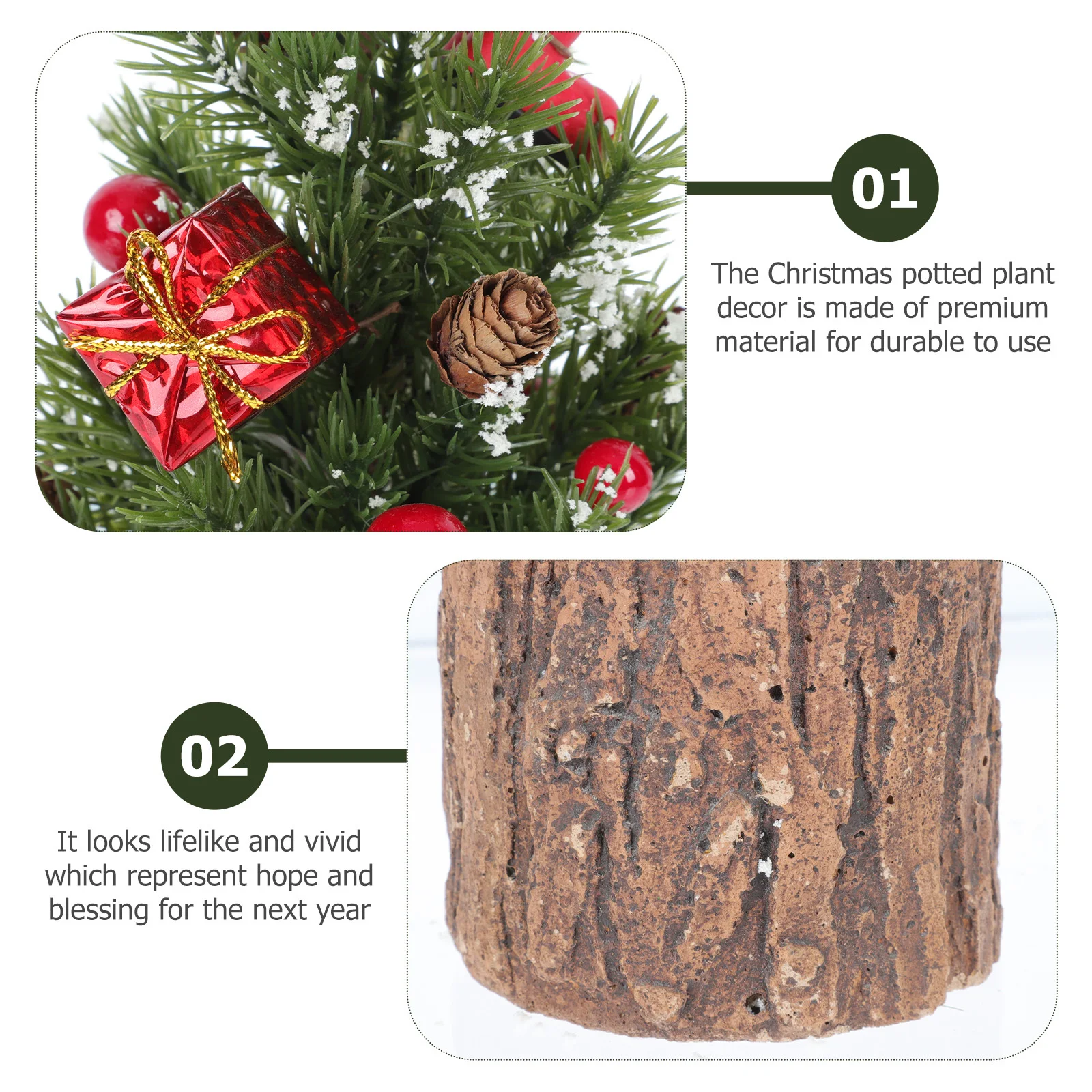 

1Pcs Christmas Potted Plant Decor Premium Artificial Xmas Plant Adornment for Living Room Balcony Garden Merry Christmas Party