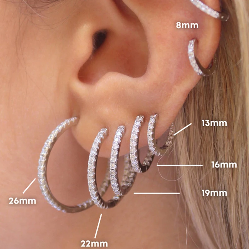 HIMEISANG Gold Plated Classic Big Hoop Earrings For Women Cz Color Zircon Ear Cuffs Huggies Earrings Fashion Jewelry Wholesale